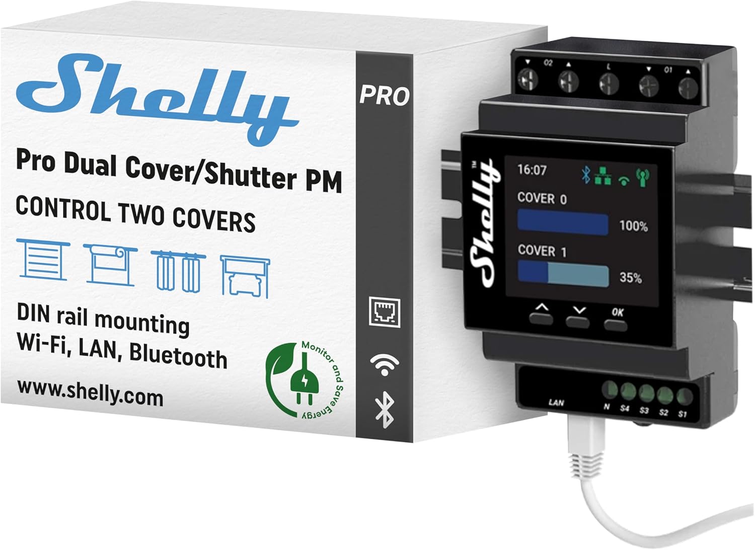 Shelly Pro Dual Cover/Shutter PM 2 canali