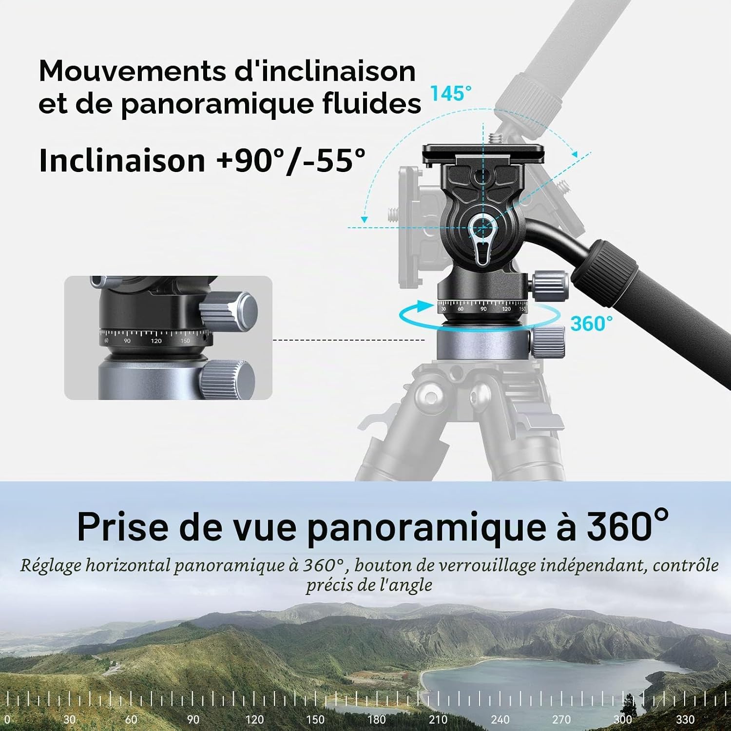 Detalle 2 de SMALLRIG CH20 tête vidéo fluide pour trépied avec base de nivellement 4170B (jusqu’à 4 kg)