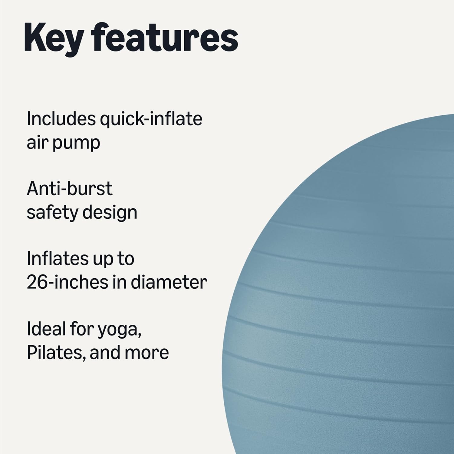 Detalle 2 de Amazon Basics Anti-Burst Exercise Ball with Pump, 23-26" Diameter