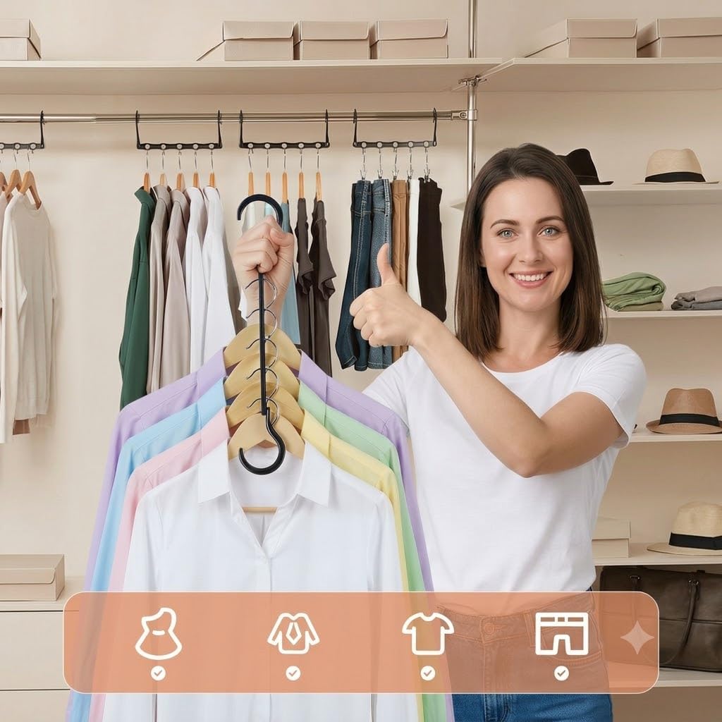 Thumbnail 6 de HOUSE DAY Black Magic Space Saving Hangers 10-pack — cascading closet organizers