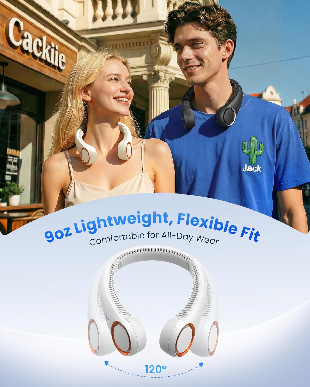 Detalle de Gaiatop Portable Neck Fan Rechargeable: Hands-Free 360° Cooling