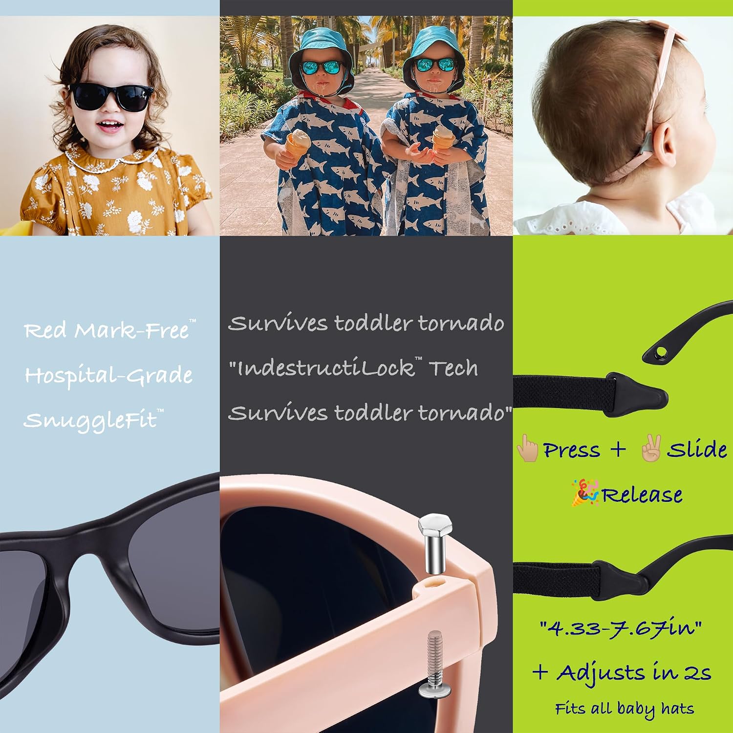 Thumbnail 4 de COCOSAND Flexible Polarized Baby Sunglasses with Strap for 0-24 Months