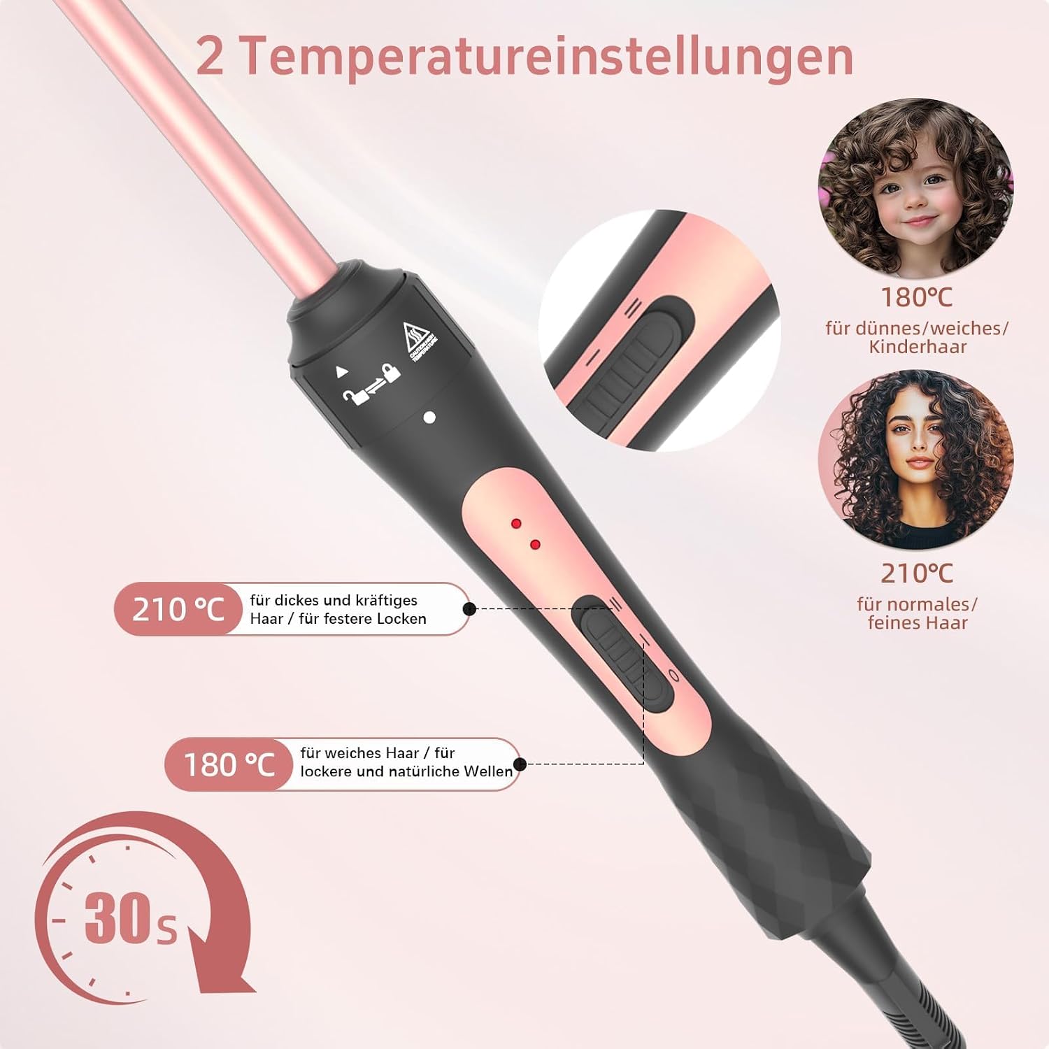Detalle 2 de iToncs Lockenstab 9 mm fĂŒr enge Locken đâ