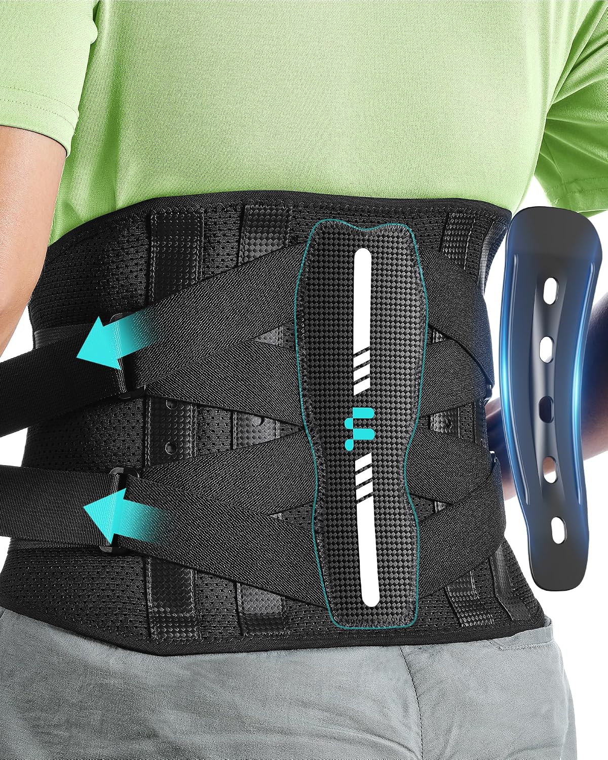Detalle de Fitomo Lendenwirbelstütze mit Karbonfaserschienen – ergonomische Rückenstütze bei Ischias & Bandscheibenvorfall