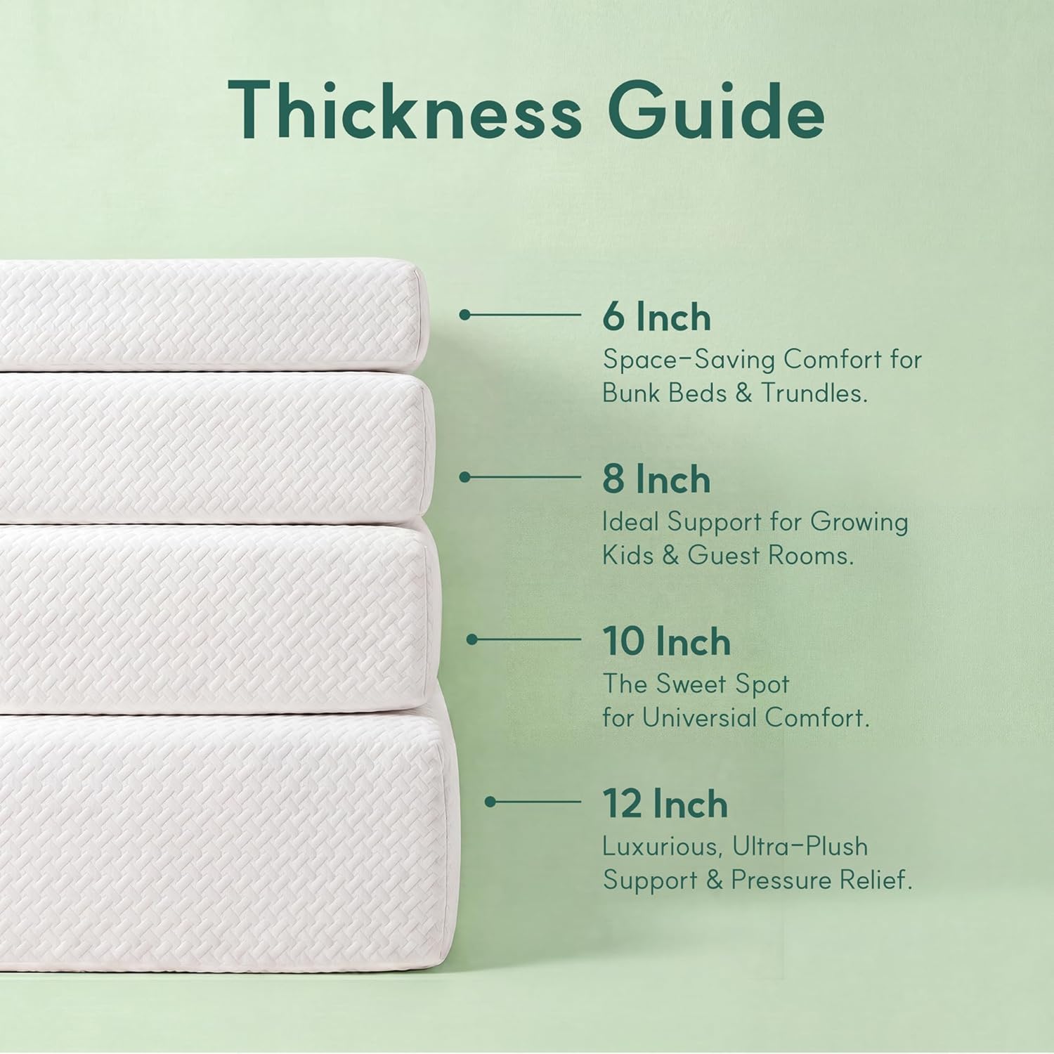 Detalle 2 de LIFEMENT L-MT-WHT-06-T Twin Mattress, 6-Inch Matcha Gel Memory Foam