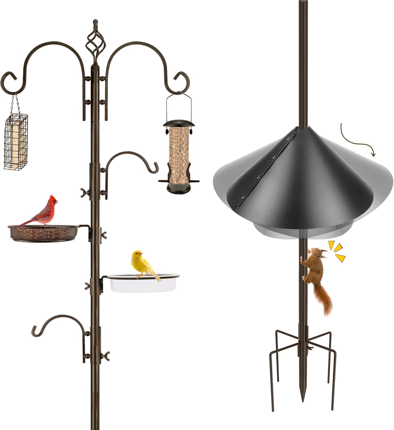 Thumbnail 6 de Deluxe Bird Feeding Station Kit – Iron pole, mesh tray & hanging feeders with bird bath disc