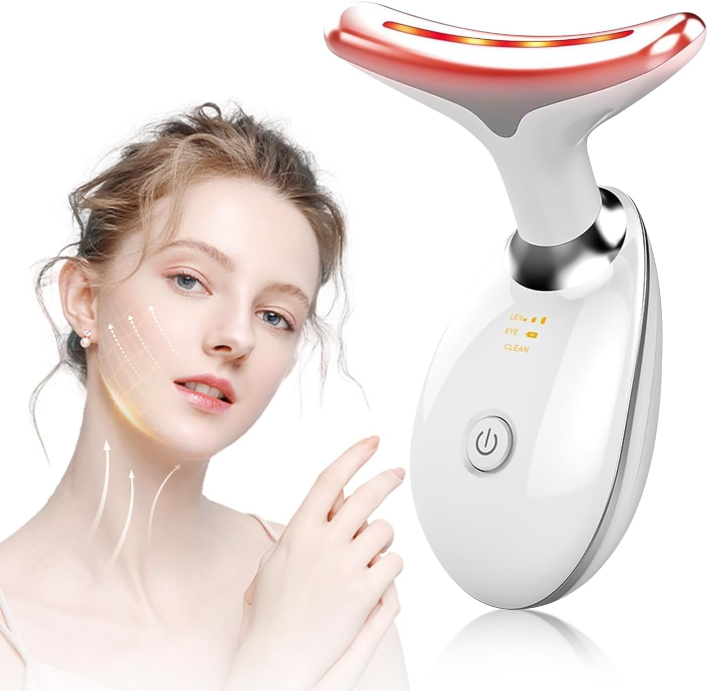 Detalle de Massaggiatore Viso 7 Colori LED con Radiofrequenza, 3 Modalità: Pulizia, EMS e Termoterapia (45°C) – Lifting e Tonificazione