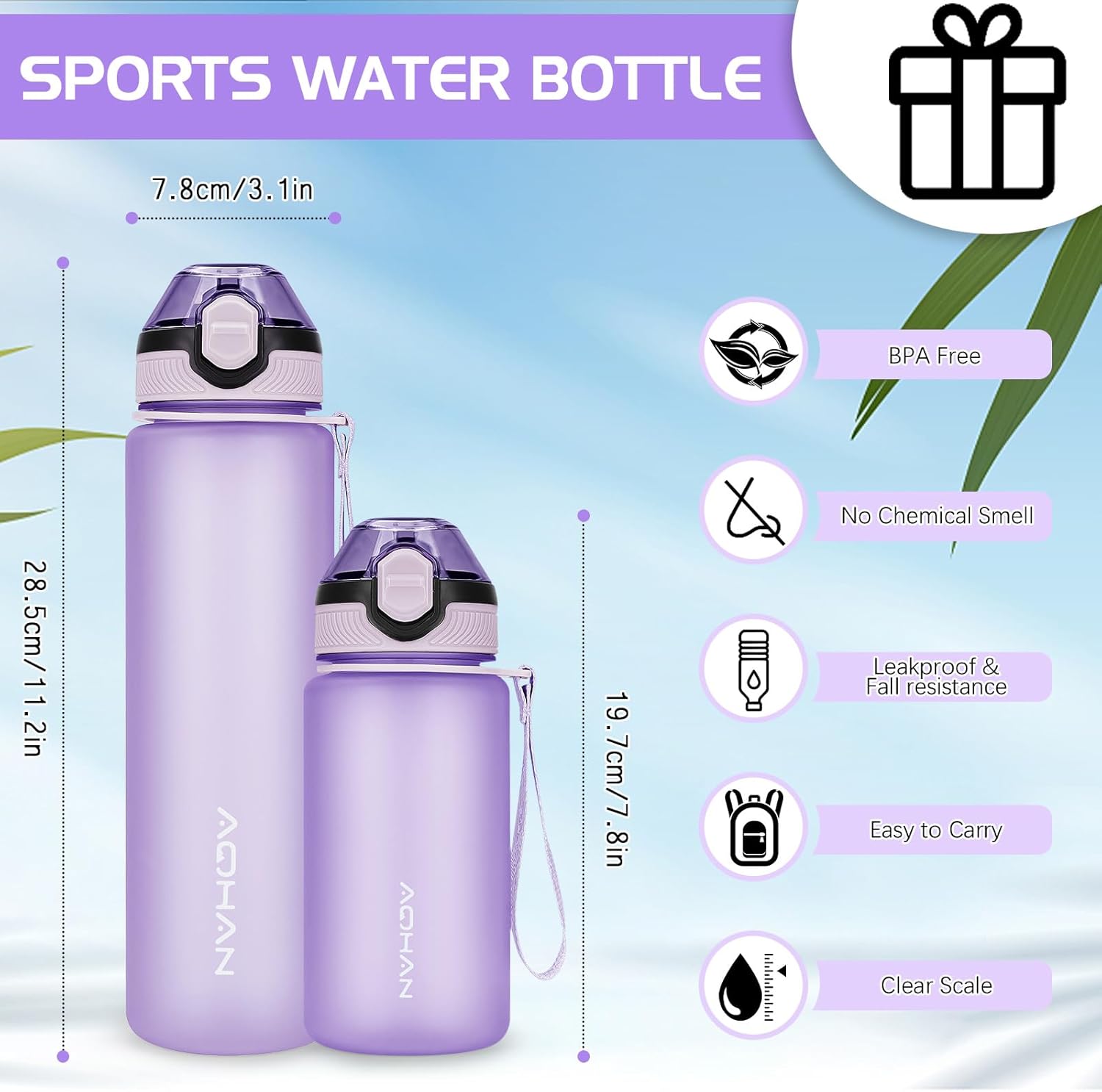 Thumbnail 4 de AOHAN Water Bottle 1L Leak Proof Sports Bottle