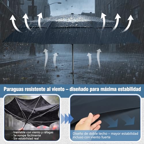 Detalle 2 de ZOMAKE: paraguas plegable antiviento grande de 139 cm