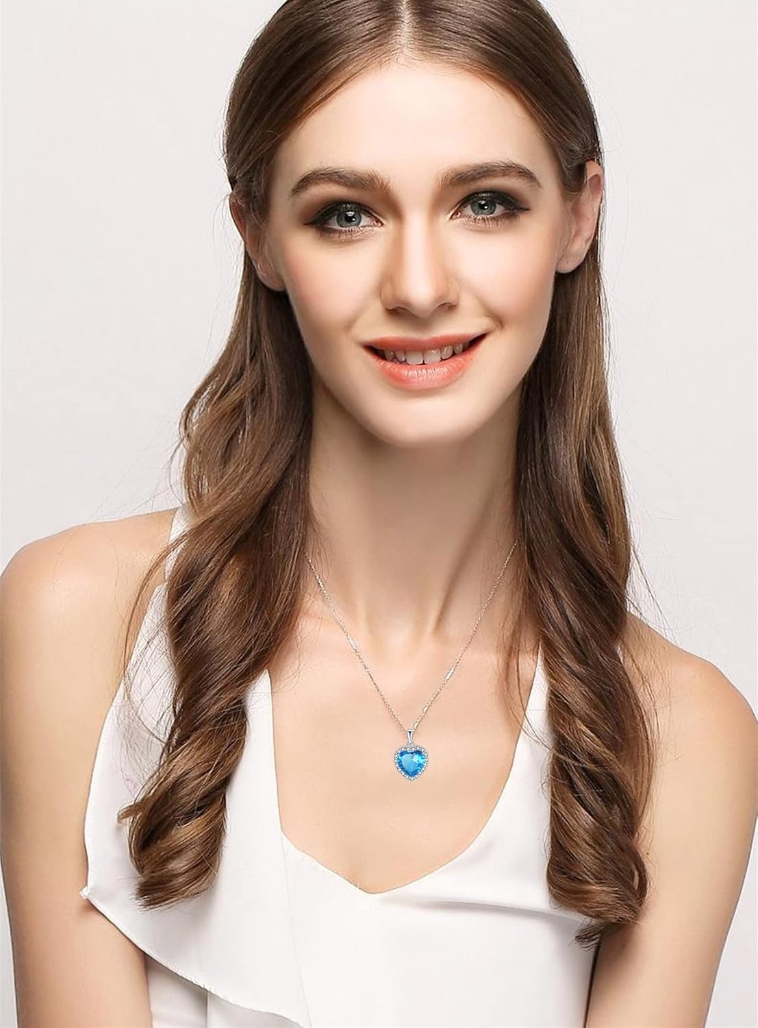 Thumbnail 1 de VONSSY Classic Heart Pendant Gemstone Necklace 18K
