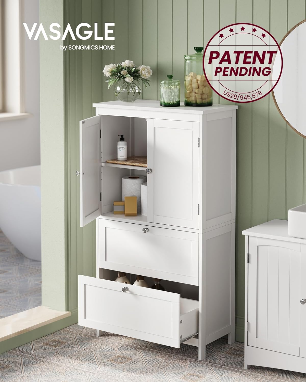 Detalle de VASAGLE Bathroom Storage Cabinet UBBC551P31