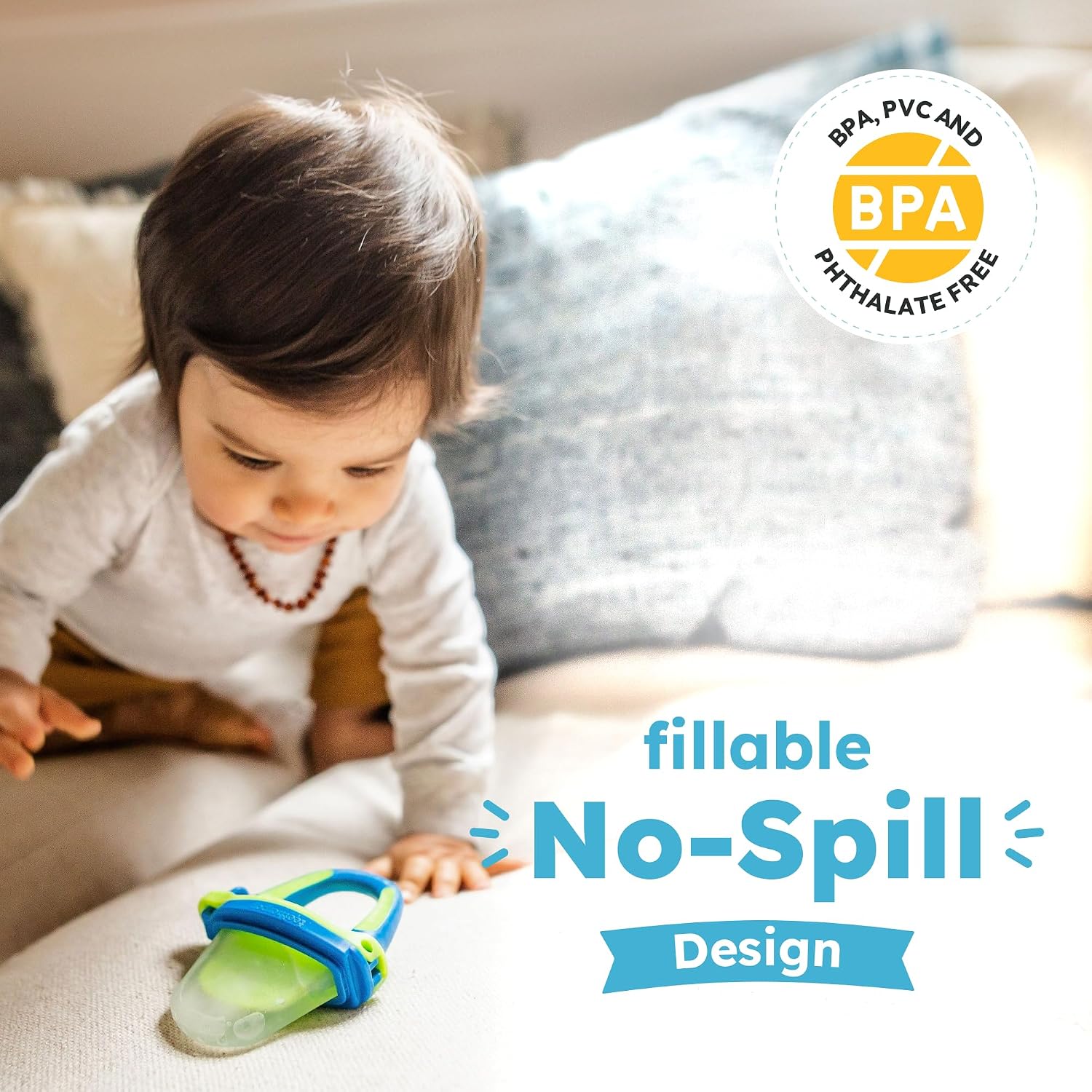 Detalle 2 de Teetherpop Fillable Freezable Teethers (Breastmilk Teether Feeder Pacifier) - BlueLime