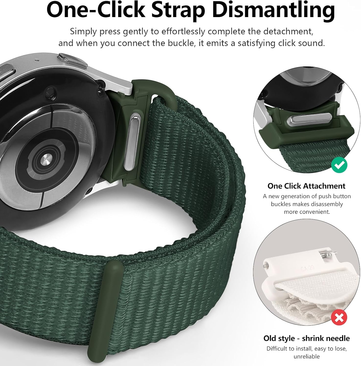Thumbnail 1 de DMVEIMAL Nylon Strap for Samsung Galaxy Watch 7/6/5/4 & FE 40mm–44mm, Classic 42mm–47mm, 45mm Pro (4 Pack) – No Gap, Quick-Release Sport Band