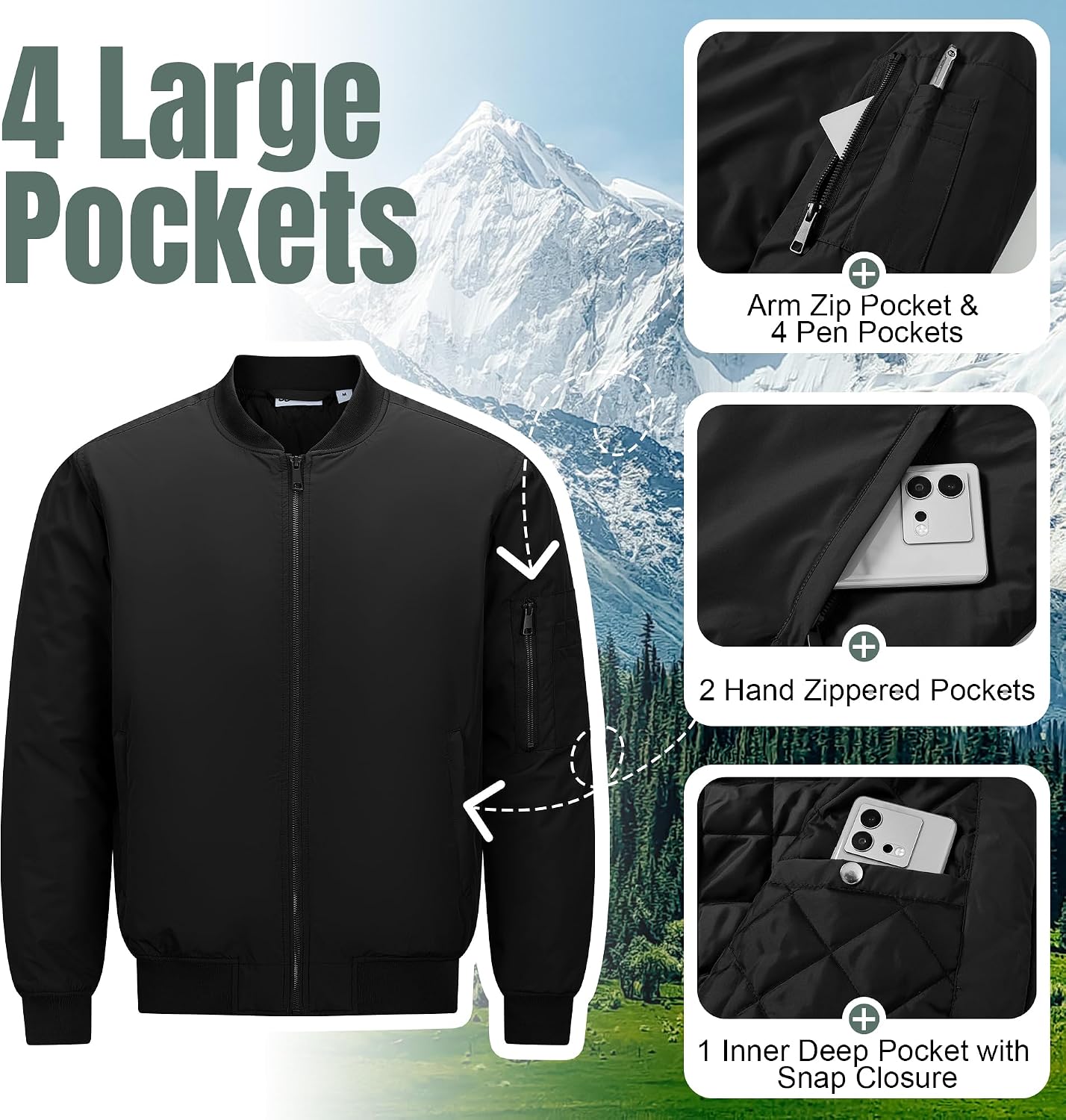 Thumbnail 5 de 33,000ft Bomberjacke Herren 5000 mm wasserdicht