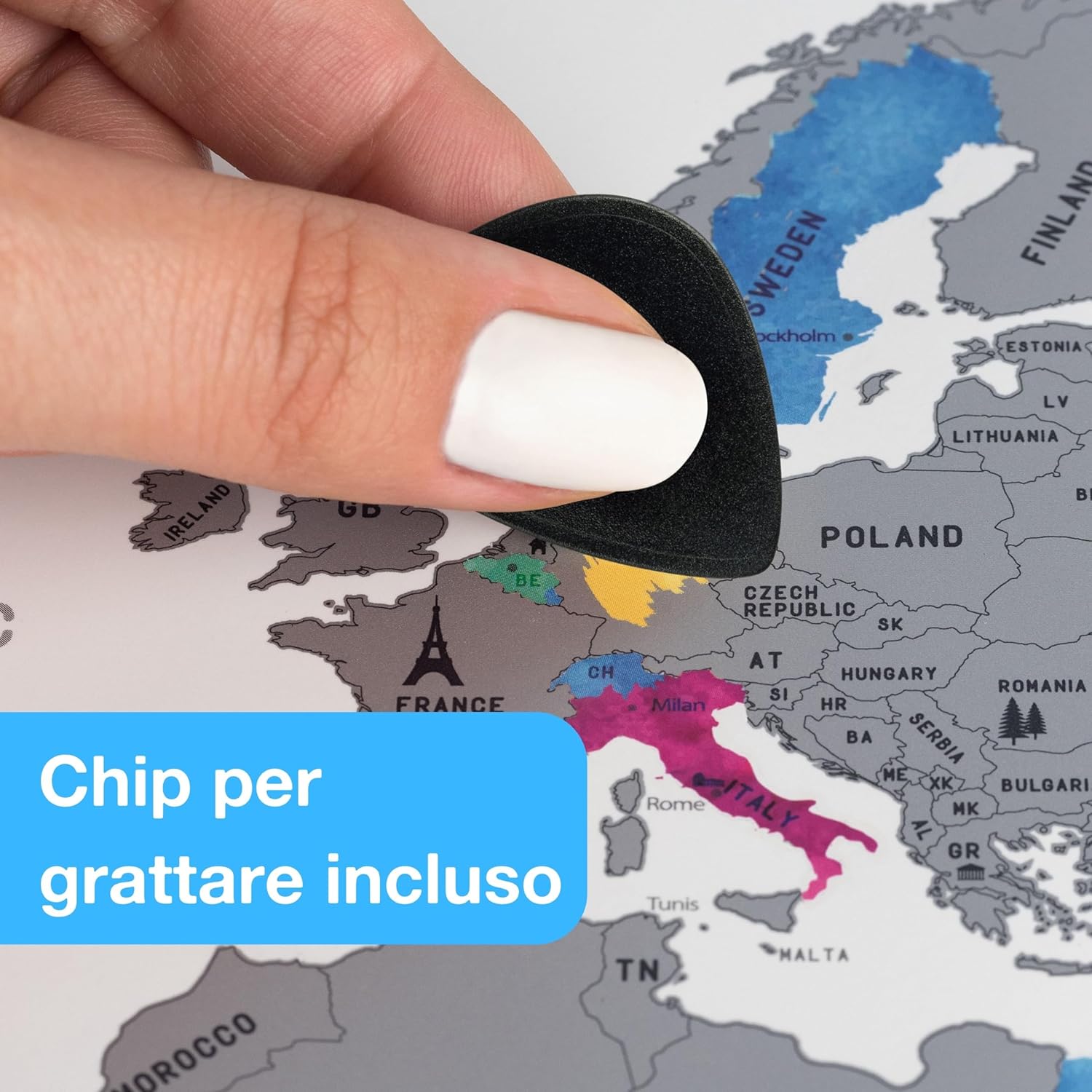 Thumbnail 1 de envami Mappa del Mondo da Grattare 68 x 43 cm – scratch off map silver metallizzato