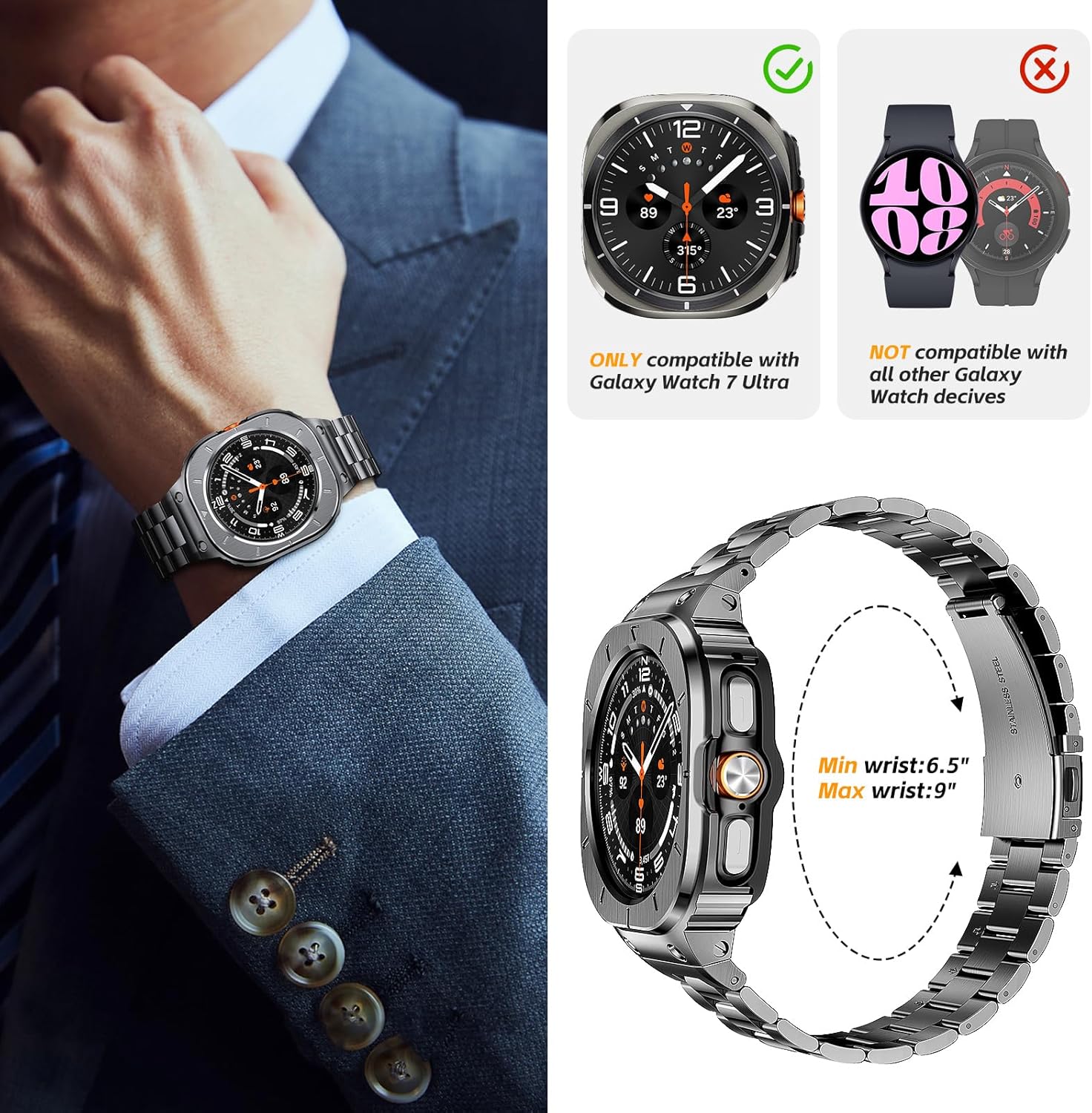 Thumbnail 4 de SUPLINK Metal Case with Band for Galaxy Watch (stainless steel protective strap)