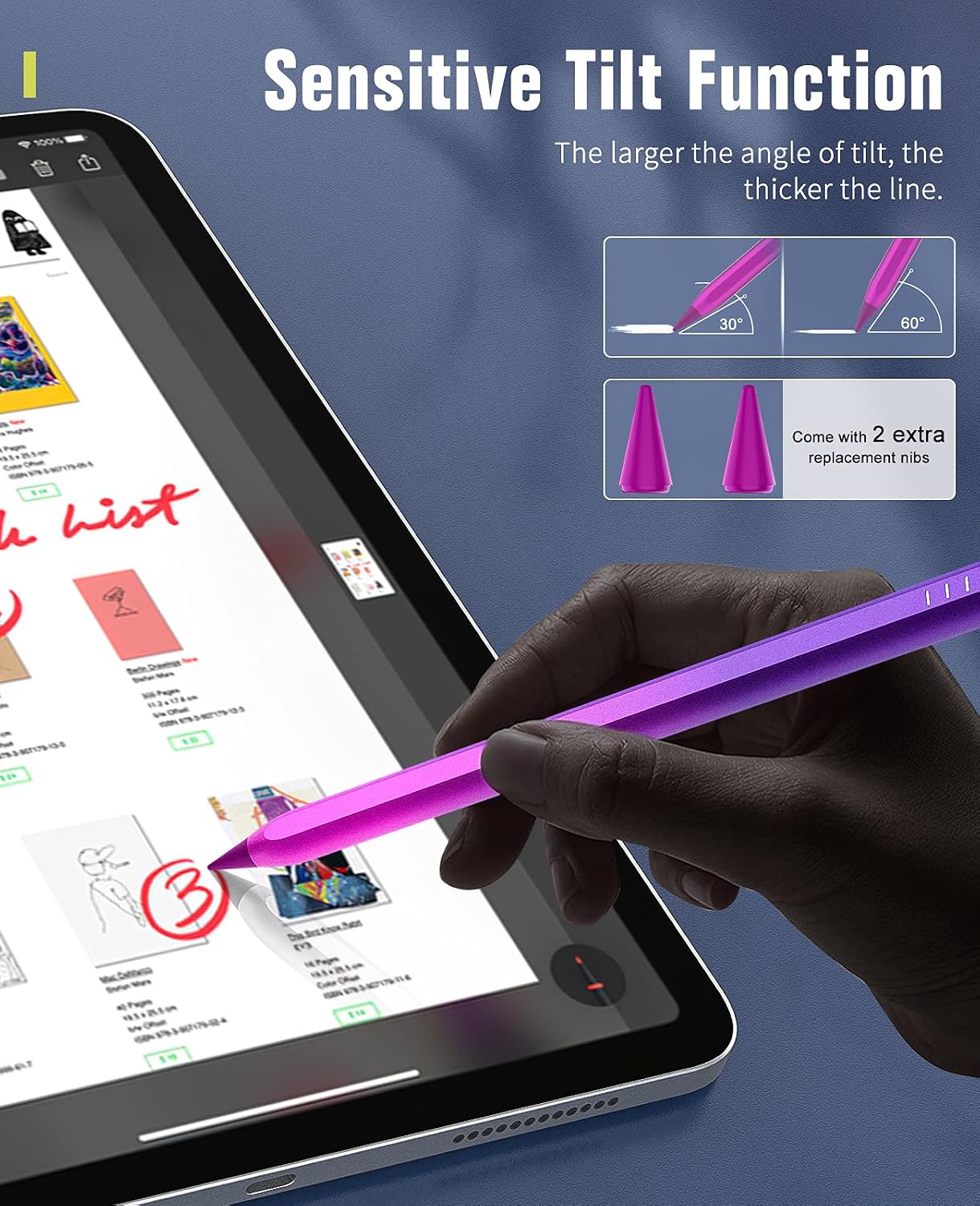 Detalle de TiMOVO Stylus Pen for iPad (Apple Pencil 2nd Gen) – Palm Rejection, Tilt, Magnetic Clip, No Bluetooth