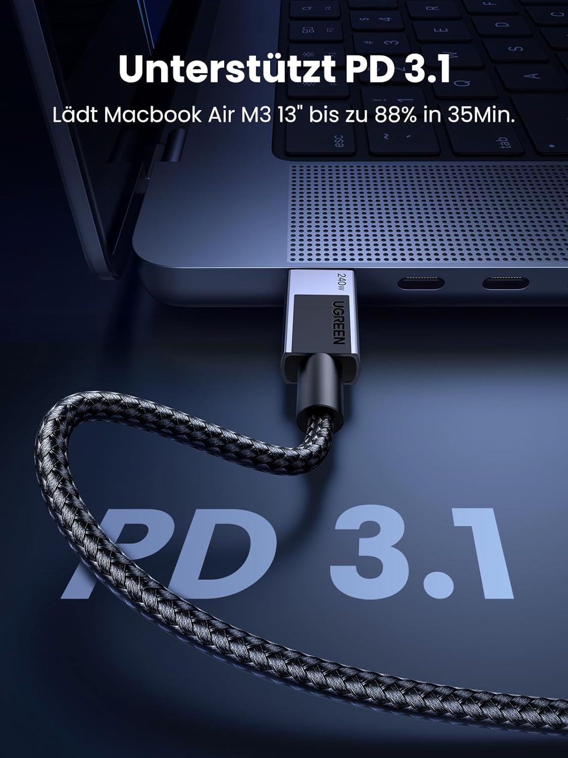 Detalle de UGREEN USB-C Ladekabel 240W