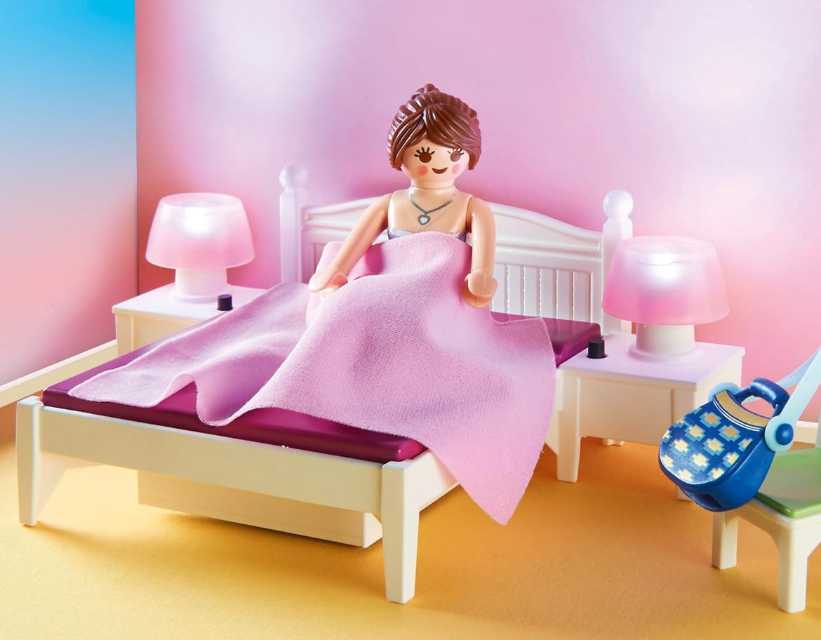 Detalle de PLAYMOBIL 70208 Dollhouse Abwechslung Schlafzimmer mit Nähecke – detailreiches Spielset ab 4 Jahren