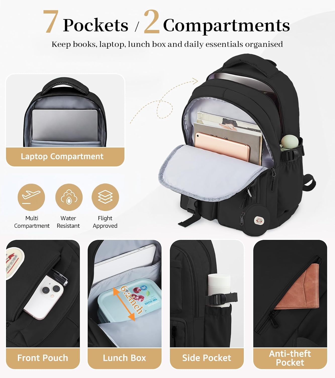 Thumbnail 3 de BECOJADDE 25L backpack with 15.6" laptop compartment