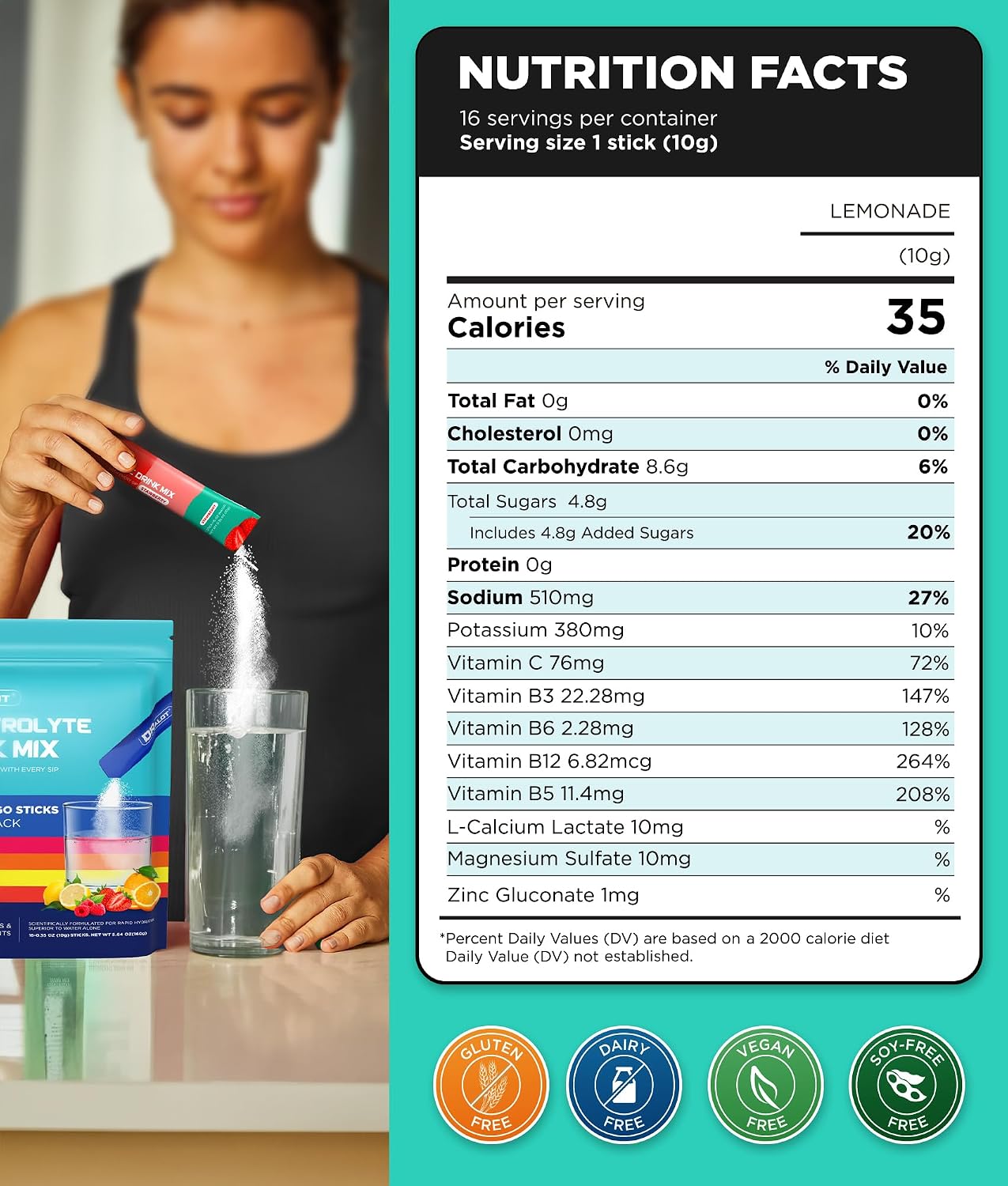 Detalle 1 de Dralot Electrolyte Powder, 16 Sticks