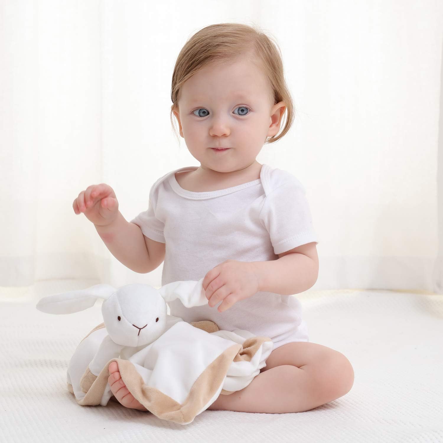 Thumbnail 5 de Apricot Lamb Baby Unisex White Bunny Security Blanket (14 Inches)