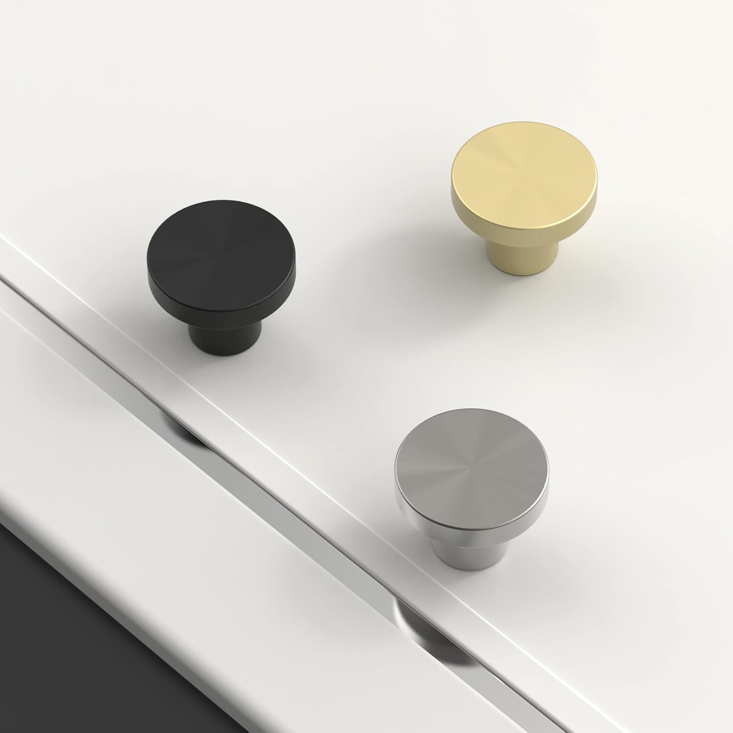 Detalle de Amerdeco 10 Pack Gold Cabinet Knobs – 1.2 Inch Round, Single Hole Drawer Pulls
