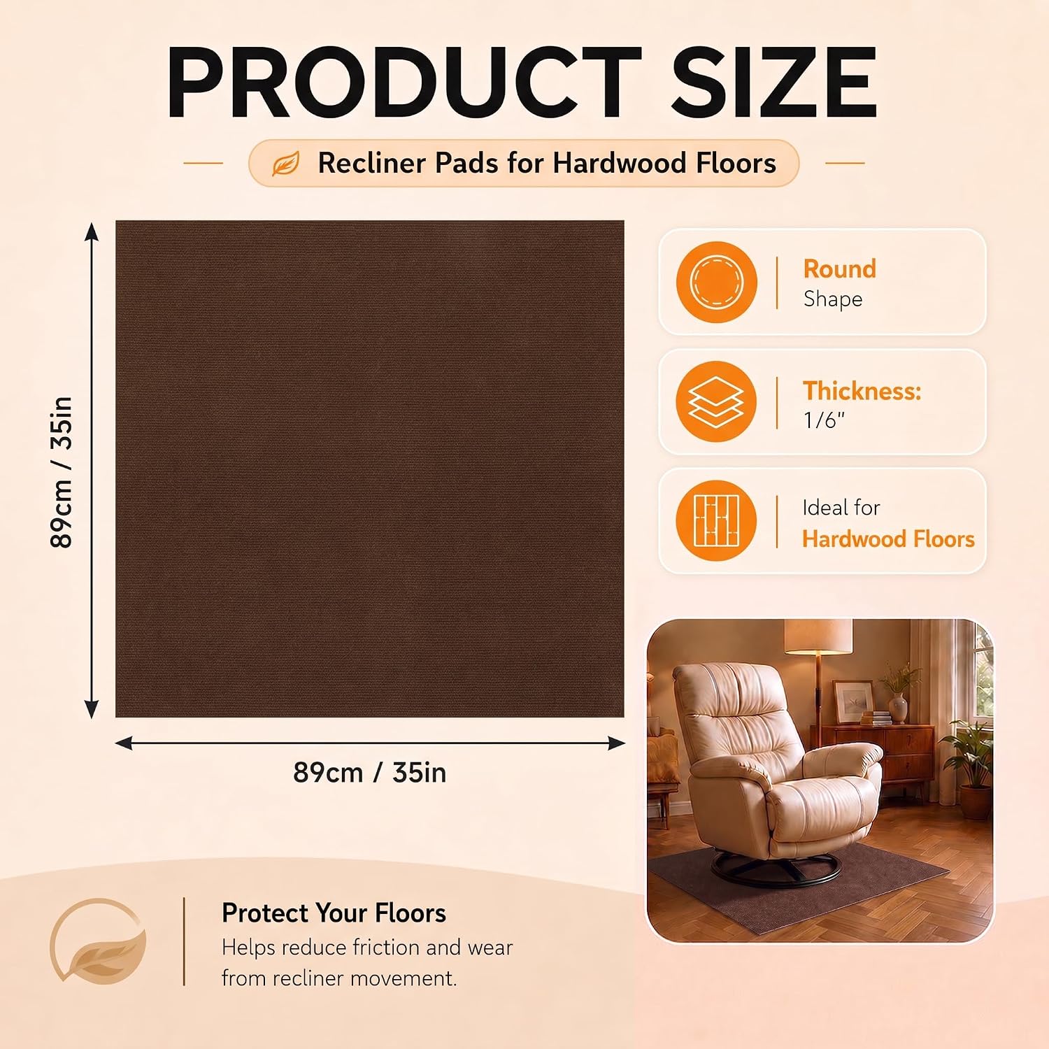 Detalle 2 de Recliner Floor Protector Pad, 35" x 35