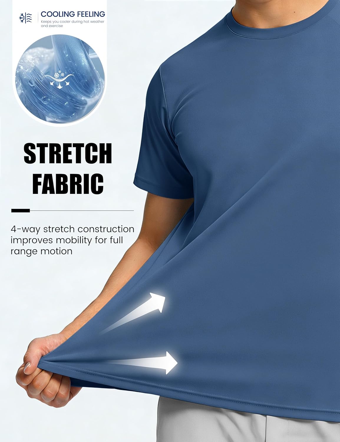Detalle de TACVASEN Herren UV-Schutz T-Shirts UPF 50+ Kurzarm – Sonnenschutz Tee