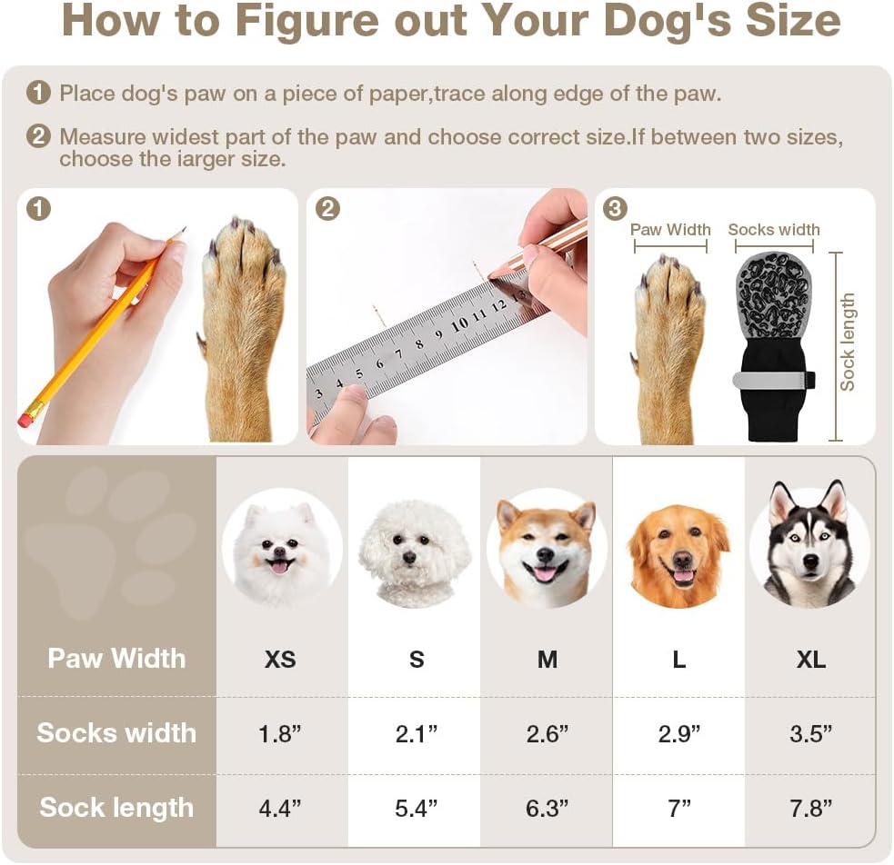 Thumbnail 1 de Adiwo Calzini per cani antiscivolo regolabili e lavabili (4 paia) per piccola/media taglia, stampa leopardata