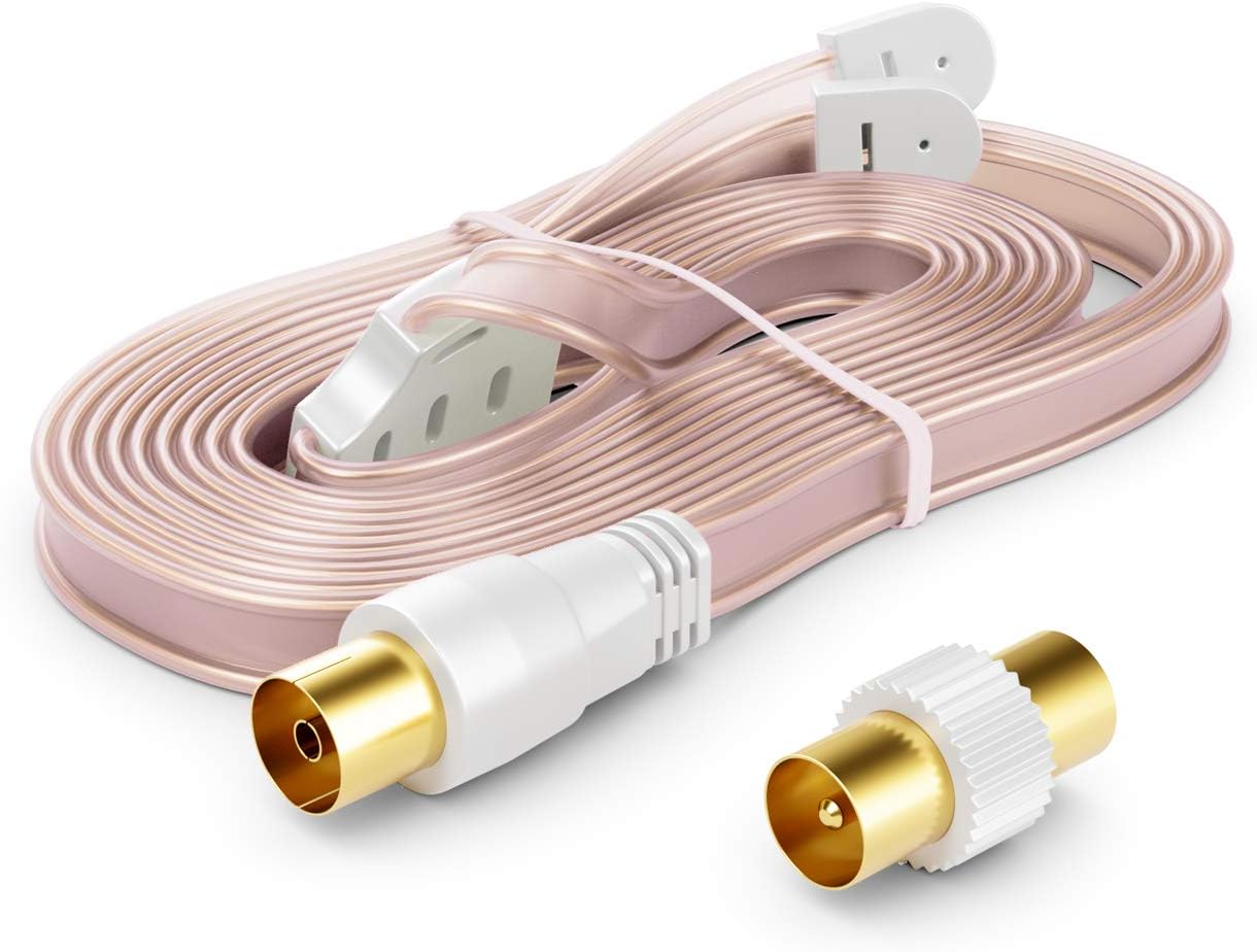 Detalle 2 de deleyCON 1 Stück Dipol Wurfantenne für FM/AM UKW – Zimmerantenne mit 75 Ohm Koax-Anschluss
