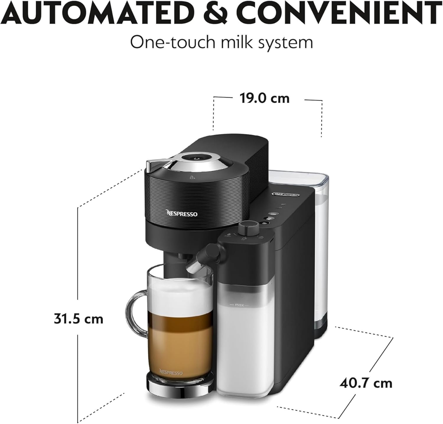 Detalle de De'Longhi Nespresso Vertuo Lattissima ENV300.B: Automatic Coffee Machine with Milk Frother
