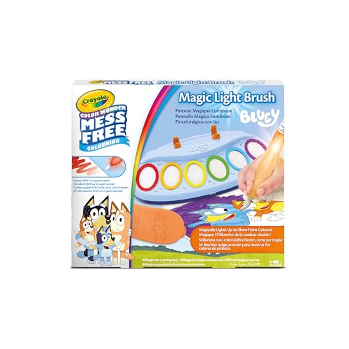 Detalle 2 de CRAYOLA Color Wonder Magic Light Brush Bluey: kit de pintura sin manchas para niños a partir de 3 años