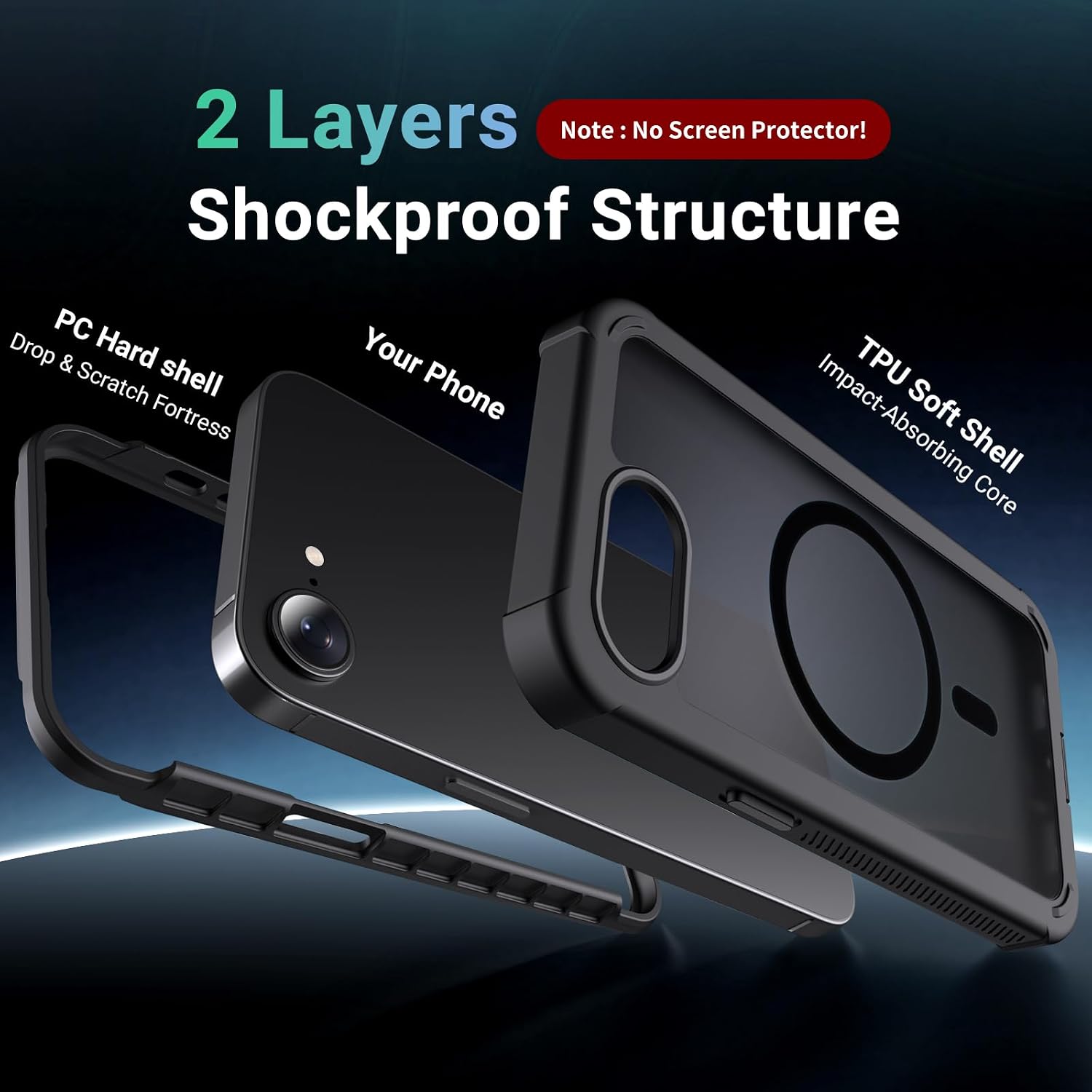 Detalle 2 de jaroco Magnetic for iPhone 17e & 16e Case — 6.1'' Heavy-Duty MagSafe Protection
