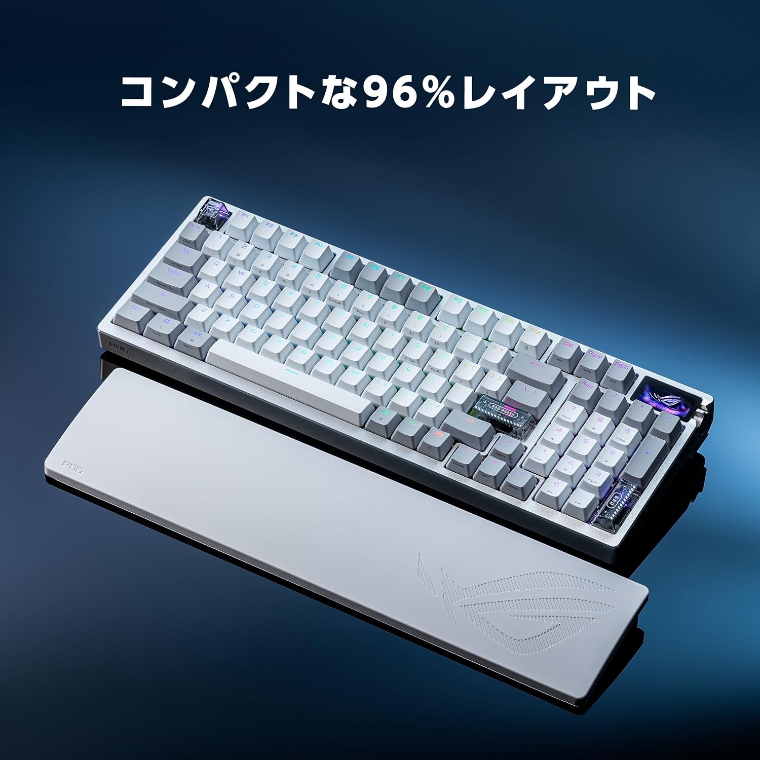 Detalle de ASUS ROG AZOTH 96 HE LITE/WHT ゲーミングキーボード、96%配列・磁気式スイッチ・OLED搭載