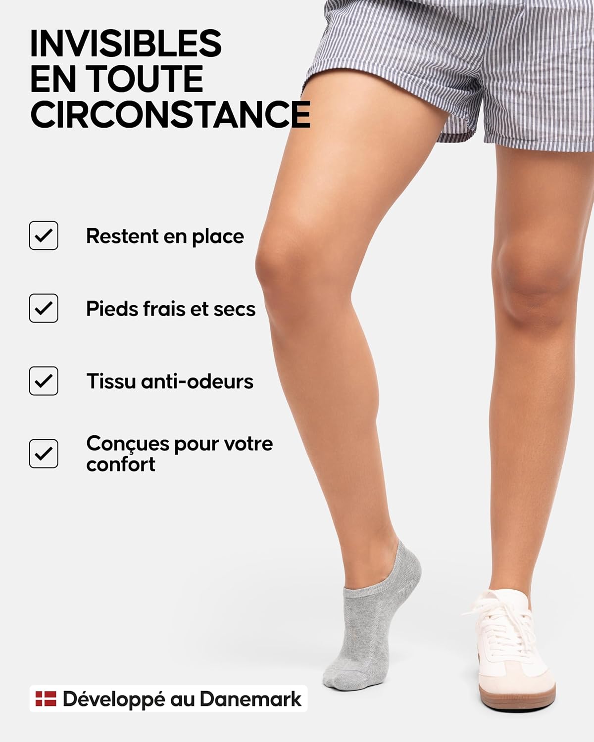Thumbnail 2 de DANISH ENDURANCE Chaussettes Invisibles en coton respirant – Lot de 6, anti-glisse et unisexes
