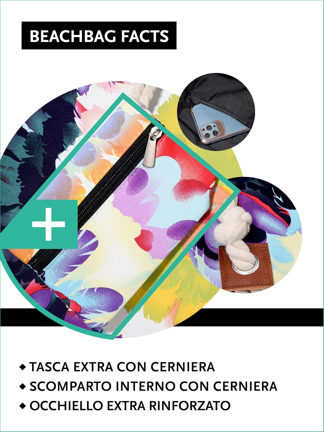 Thumbnail 2 de DonDon Grande shopper da spiaggia con zip