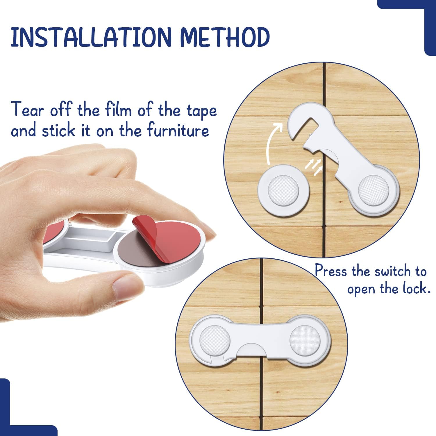 Thumbnail 3 de Septeamay child safety cupboard locks (12-pack) for drawers, doors & fridges