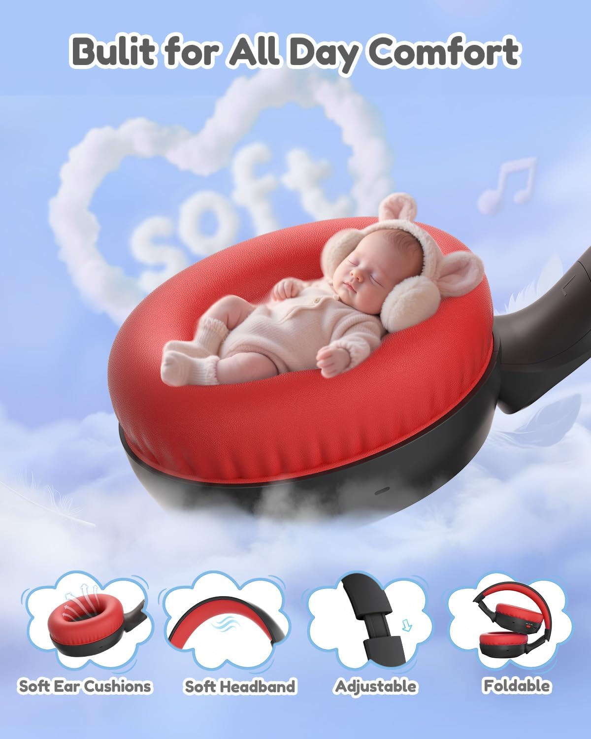 Thumbnail 3 de Acer OHR668(KR) Kids Bluetooth Headphones, 85/94 dB Limiter, Bluetooth 6.0