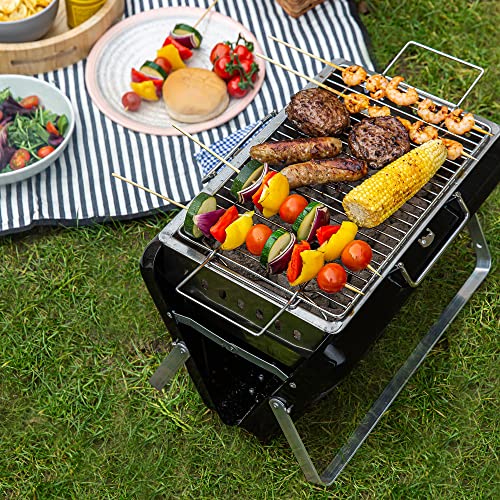 Detalle de George Foreman Portable Charcoal BBQ GFPTBBQ1005B: On-The-Go Grilling for 2–3 People