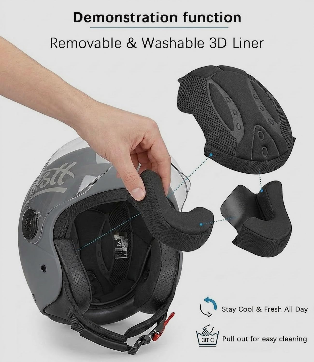 Detalle 2 de Westt casco jet 1100 g con ECE 22.06