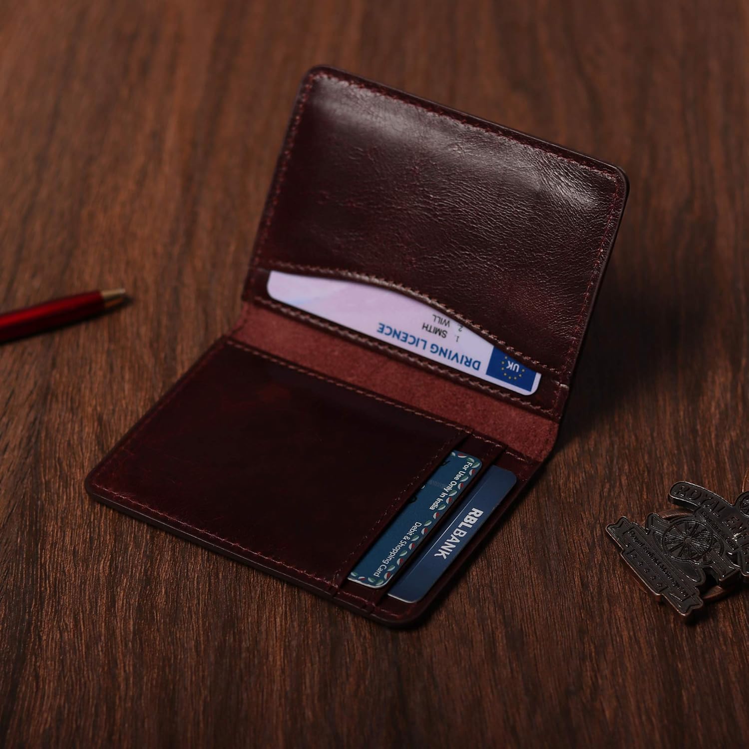Detalle de FOXHACKLE Leather RFID Blocking Card Wallet – Slim Front Pocket Bifold