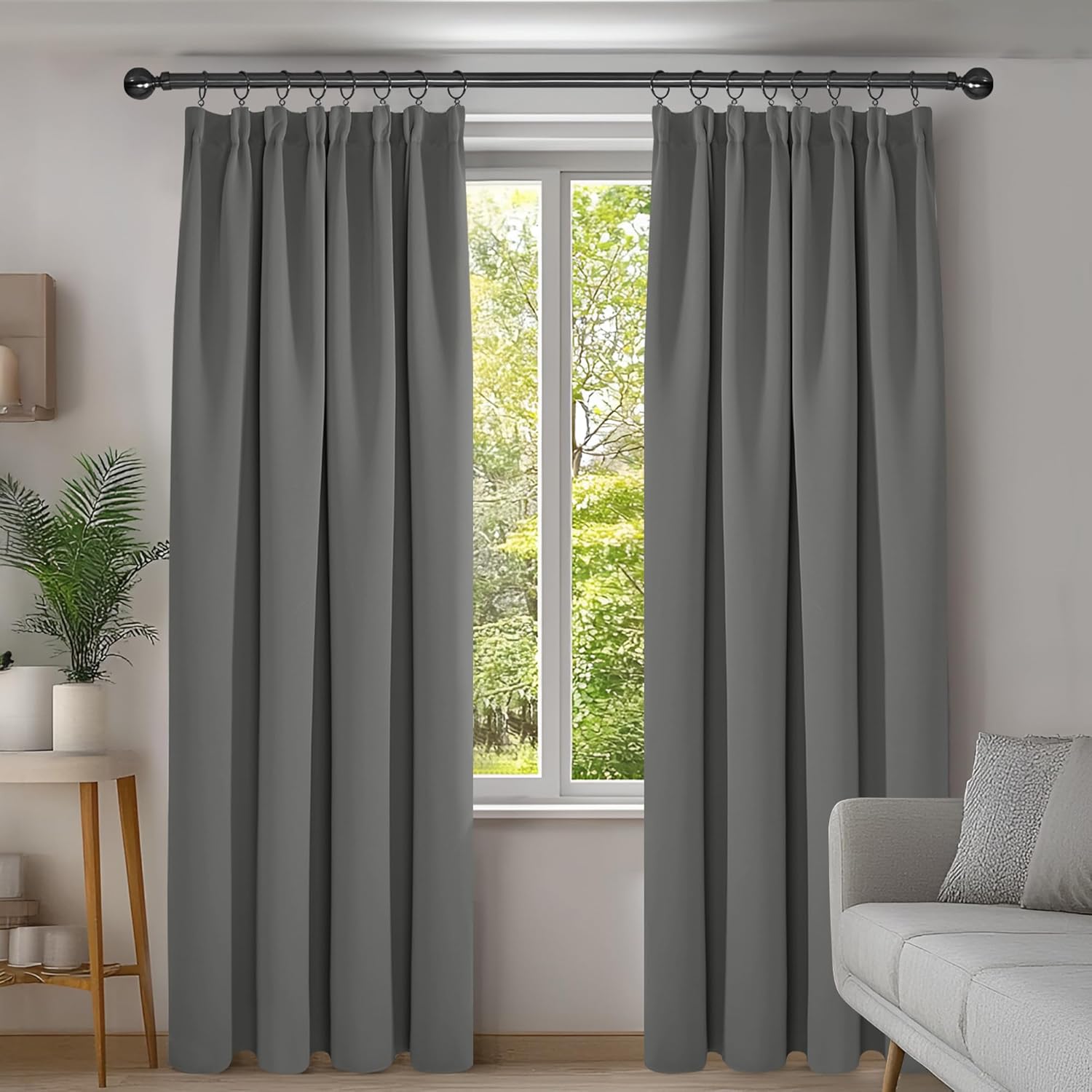 Thumbnail 2 de Deconovo Blackout Curtains: Super Soft Energy Saving Pencil Pleat, 52x54 Inch in Light Grey (2 Panels)