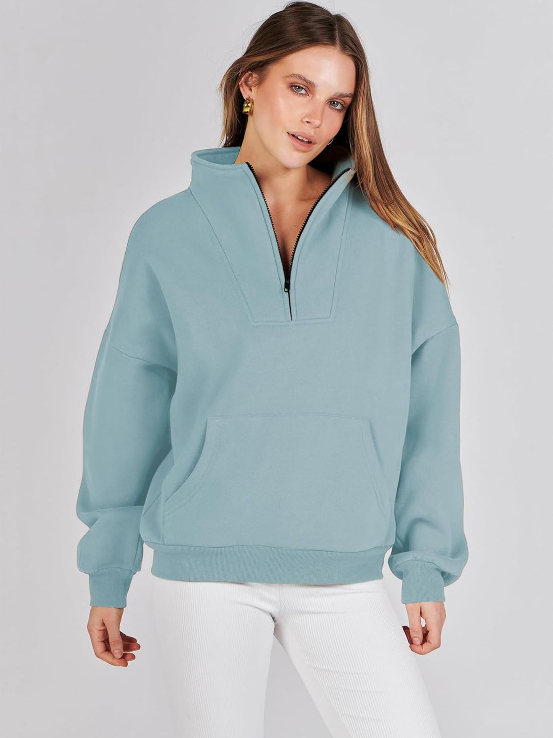 Thumbnail 2 de Jhsnjnr Women's Quarter Zip Fleece Lined Pullover: Oversized Comfort with Practical Warmth