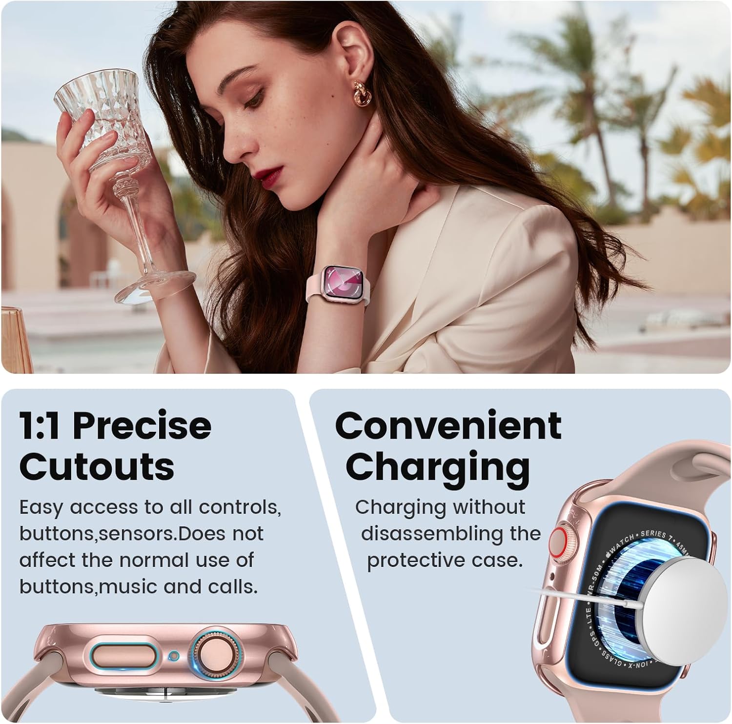 Thumbnail 5 de Neitra 4-pack Hard Case + tempered glass screen protector for Apple Watch 41mm (Series 9/8/7)