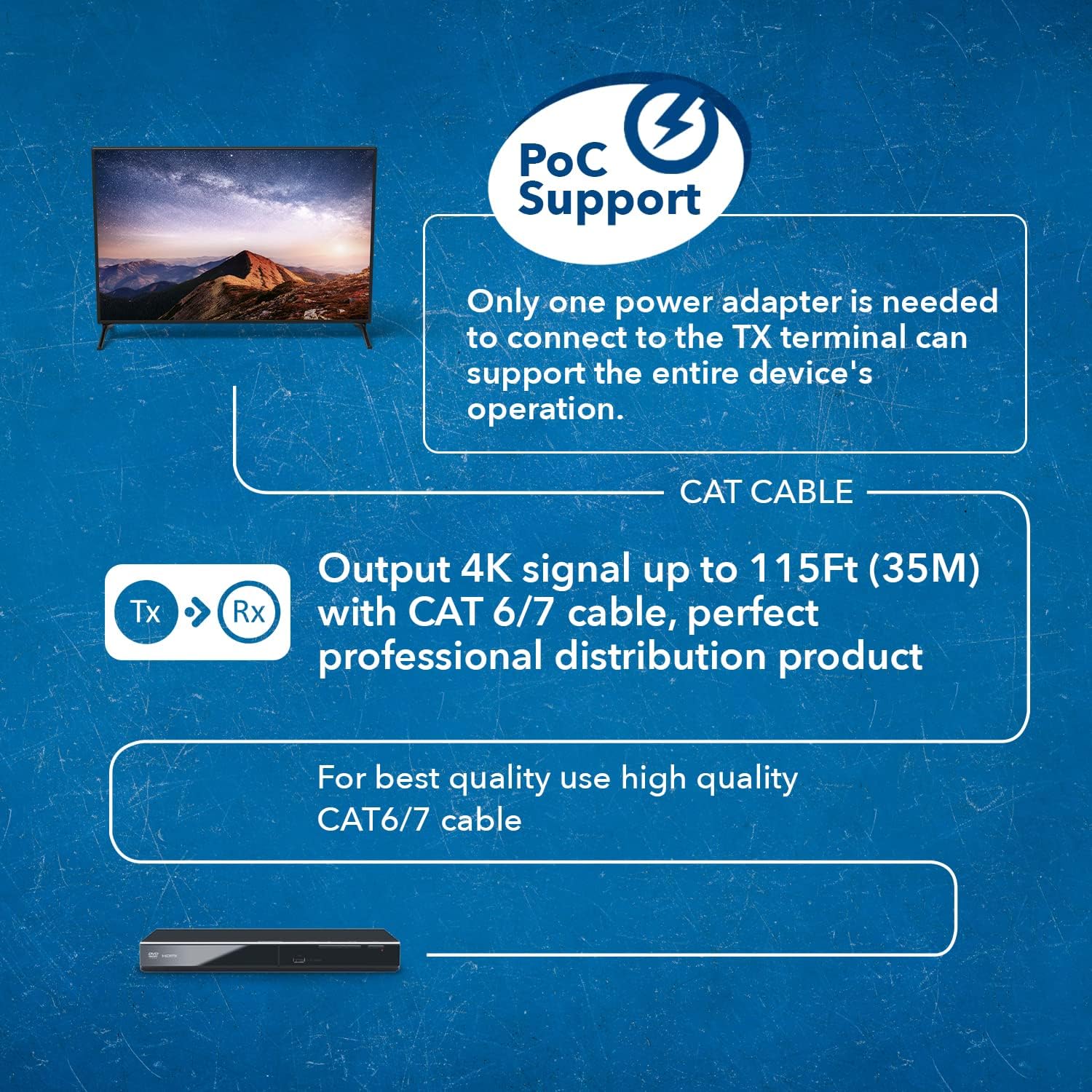 Thumbnail 3 de OREI 4K 1x8 HDMI Extender Splitter (Cat6/7), 4K@60Hz, HDCP 2.2 with IR Remote & EDID Management
