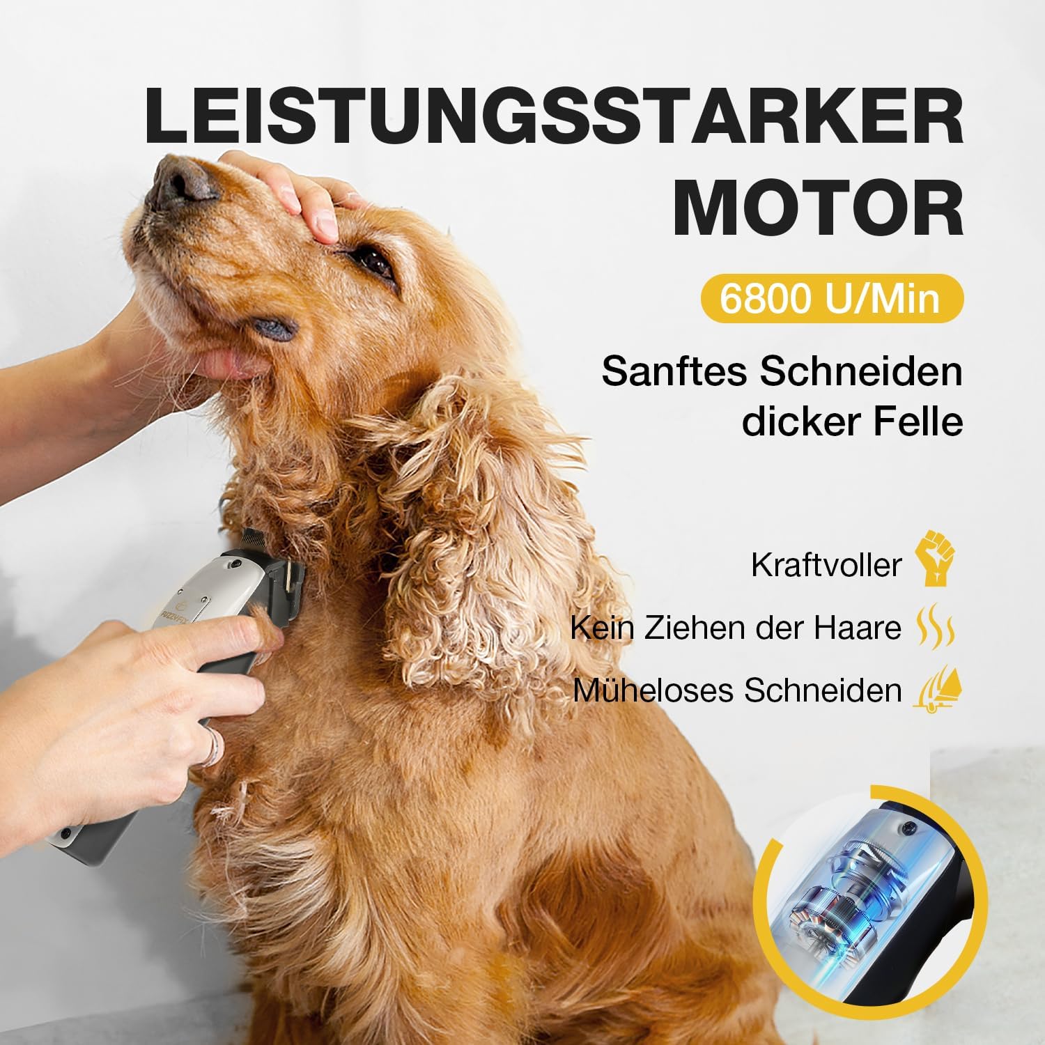 Detalle de FuzzyFix Leise Hundeschermaschine – Profi-Schermaschine aus Edelstahl mit Keramik-PVD-Klinge
