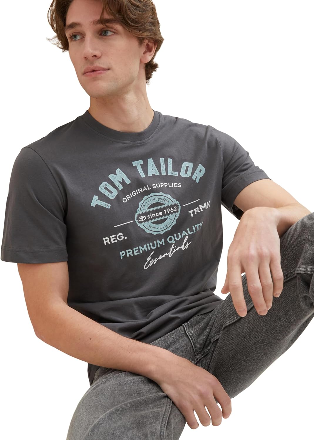 Thumbnail 6 de TOM TAILOR Herren T-Shirt aus Baumwolle mit großem Logo-Print (Regular Fit)