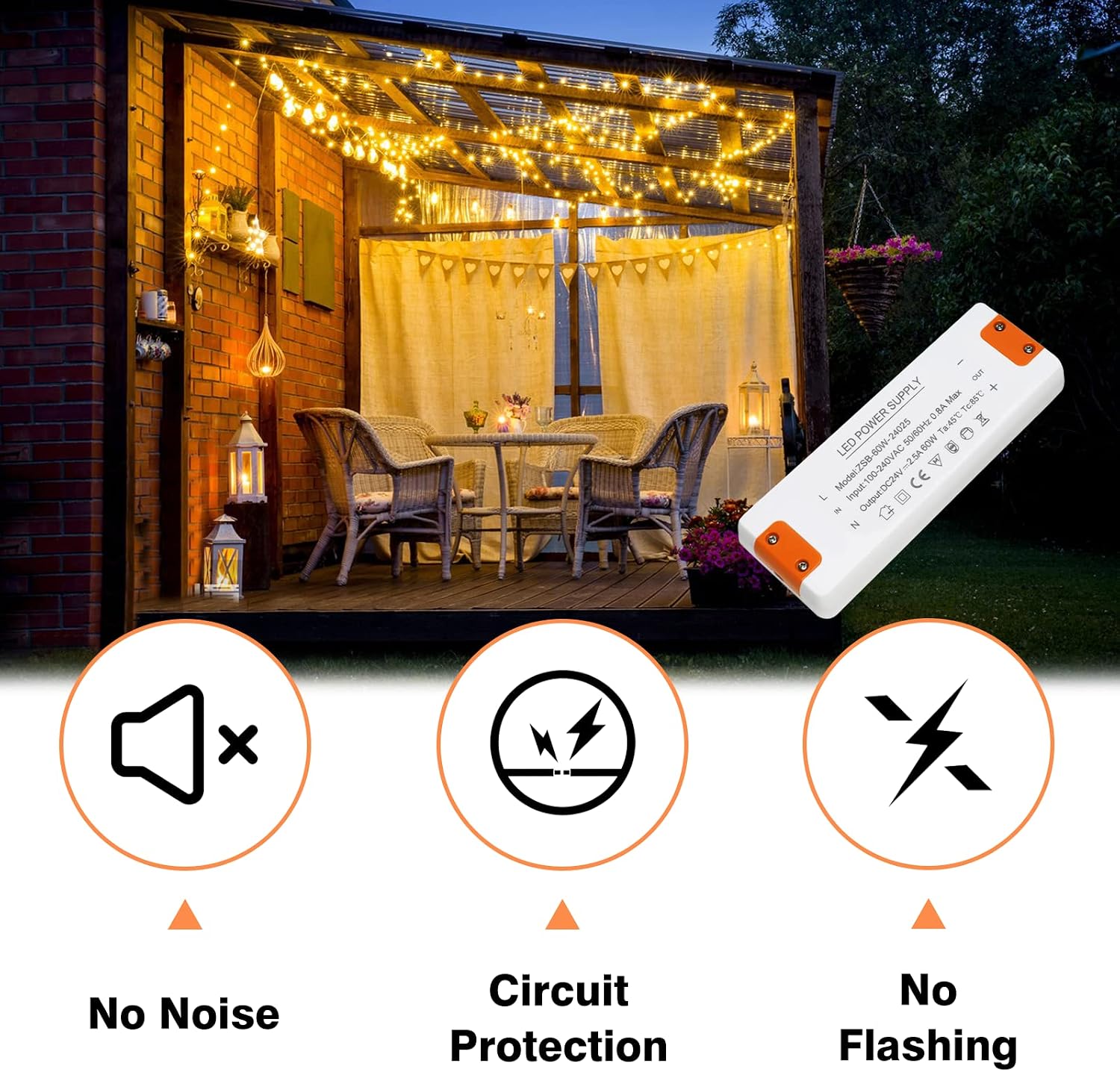 Detalle 1 de ZAKVOP 120W ledtransformator, 24 V DC en 5 A voor G4, GU5.3, MR11 en MR16