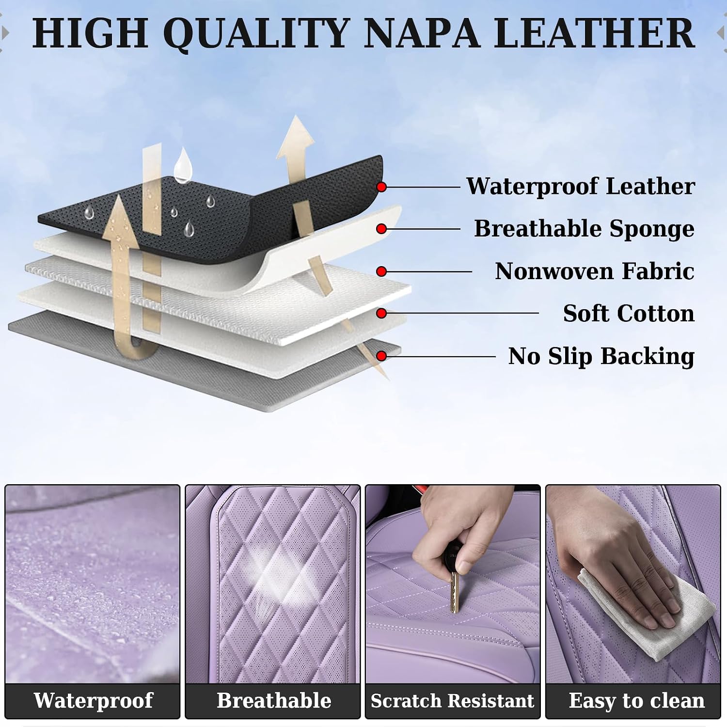 Thumbnail 3 de Coverado Car Seat Covers Full Set — Purple leather